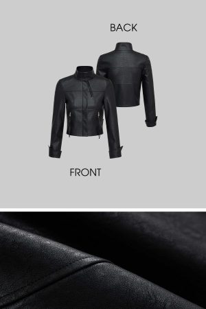 IAMXIAA Cropped Faux Leather Jacket with Zip Detail