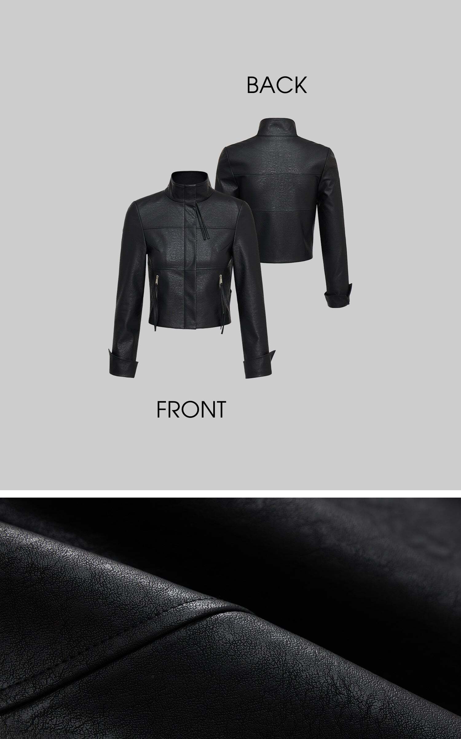 IAMXIAA Cropped Faux Leather Jacket with Zip Detail IAMXIAA Cropped Faux Leather Jacket with Zip Detail