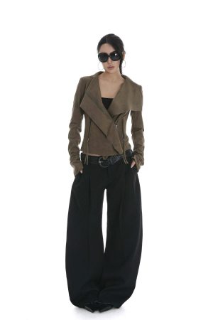 IAMXIAA Cropped Moto Jacket with Asymmetric Zip
