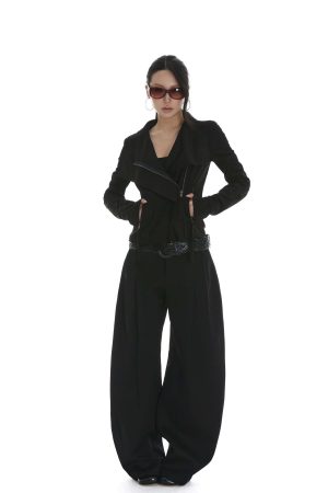 IAMXIAA Cropped Moto Jacket with Asymmetric Zip