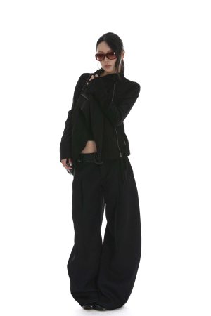 IAMXIAA Cropped Moto Jacket with Asymmetric Zip