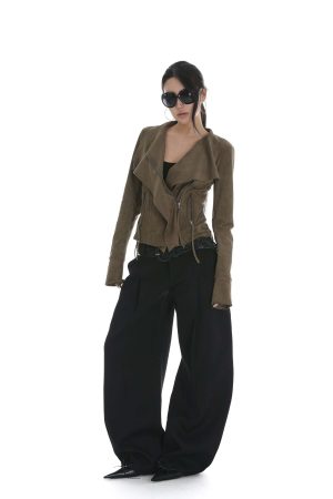 IAMXIAA Cropped Moto Jacket with Asymmetric Zip