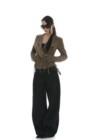 IAMXIAA Cropped Moto Jacket with Asymmetric Zip