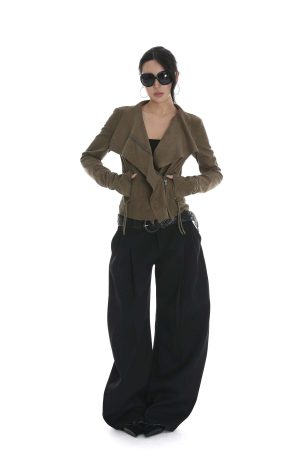 IAMXIAA Cropped Moto Jacket with Asymmetric Zip