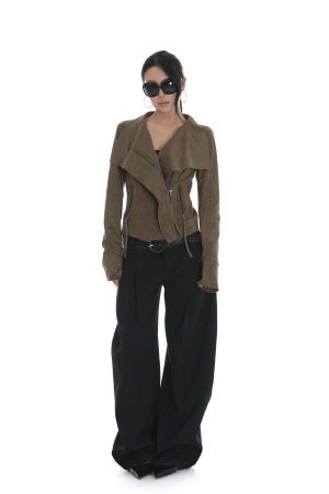 IAMXIAA Cropped Moto Jacket with Asymmetric Zip