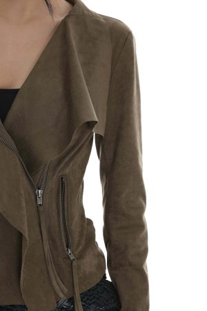 IAMXIAA Cropped Moto Jacket with Asymmetric Zip
