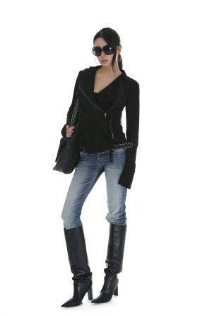 IAMXIAA Cropped Moto Jacket with Asymmetric Zip