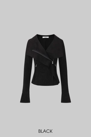 IAMXIAA Cropped Moto Jacket with Asymmetric Zip