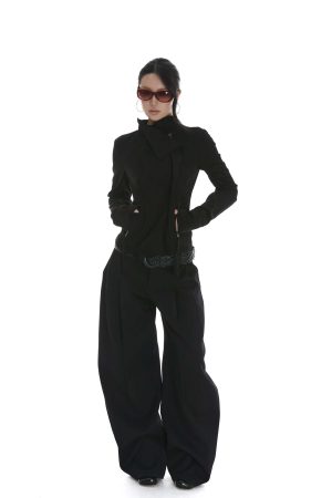 IAMXIAA Cropped Moto Jacket with Asymmetric Zip