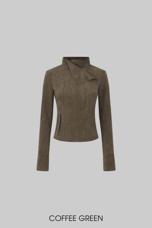 IAMXIAA Cropped Moto Jacket with Asymmetric Zip
