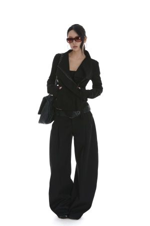 IAMXIAA Cropped Moto Jacket with Asymmetric Zip