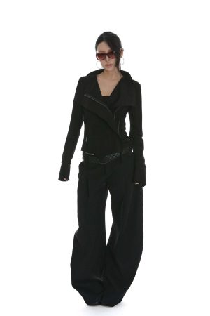 IAMXIAA Cropped Moto Jacket with Asymmetric Zip