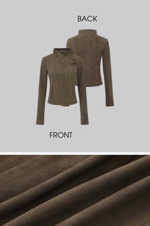 IAMXIAA Cropped Moto Jacket with Asymmetric Zip