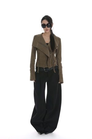 IAMXIAA Cropped Moto Jacket with Asymmetric Zip