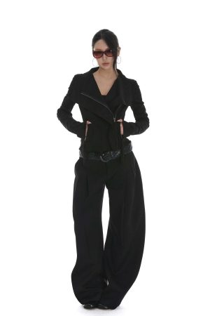 IAMXIAA Cropped Moto Jacket with Asymmetric Zip