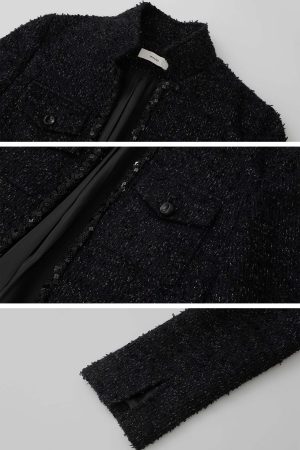 IAMXIAA Cropped Tweed Jacket with Shimmer Finish