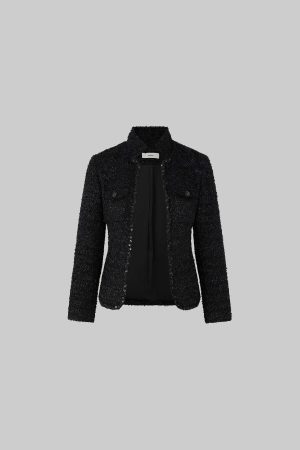 IAMXIAA Cropped Tweed Jacket with Shimmer Finish