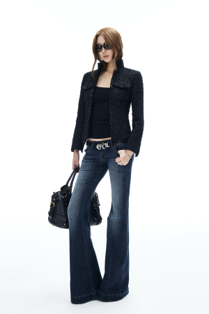 IAMXIAA Cropped Tweed Jacket with Shimmer Finish