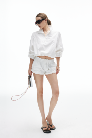 IAMXIAA Cropped Windbreaker Jacket and Relaxed Shorts Set