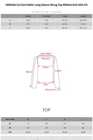 IAMXIAA Cut Out Halter Long Sleeve Shrug Top Ribbed Knit Slim Fit