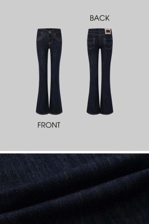 IAMXIAA Denim Jacket and Flared Jeans Set for Women Retro Dark Wash Two Piece Outfit