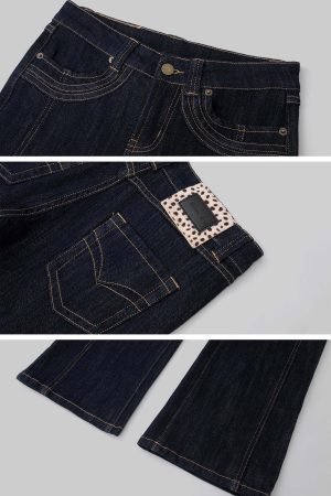 IAMXIAA Denim Jacket and Flared Jeans Set for Women Retro Dark Wash Two Piece Outfit