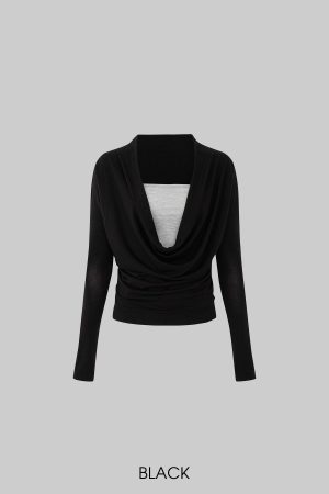 IAMXIAA Draped Deep V Long Sleeve Top