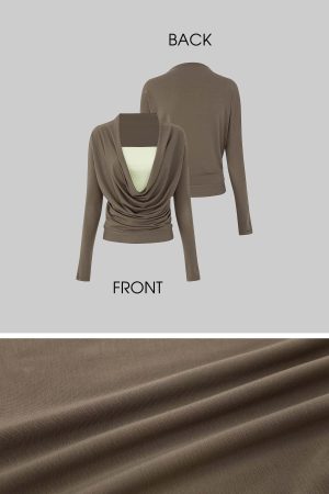 IAMXIAA Draped Deep V Long Sleeve Top