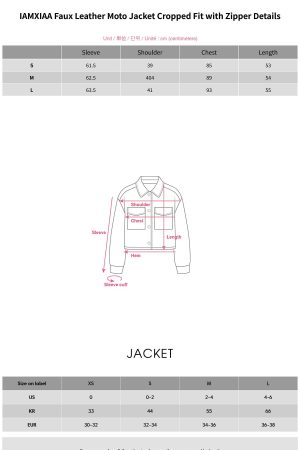 IAMXIAA Faux Leather Moto Jacket Cropped Fit with Zipper Details