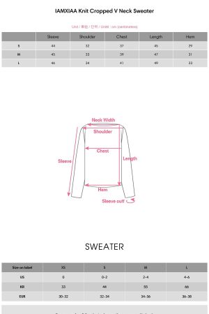 IAMXIAA Knit Cropped V Neck Sweater