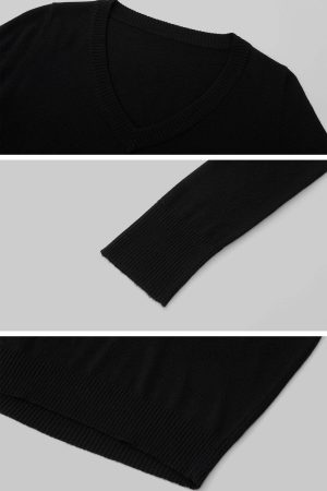 IAMXIAA Knit Cropped V Neck Sweater