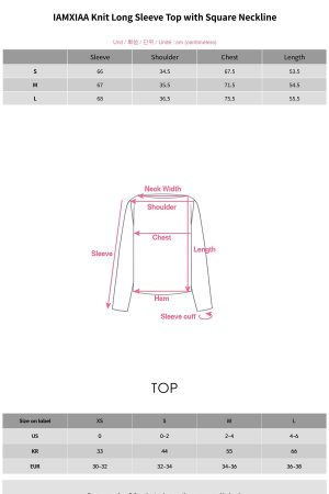 IAMXIAA Knit Long Sleeve Top with Square Neckline