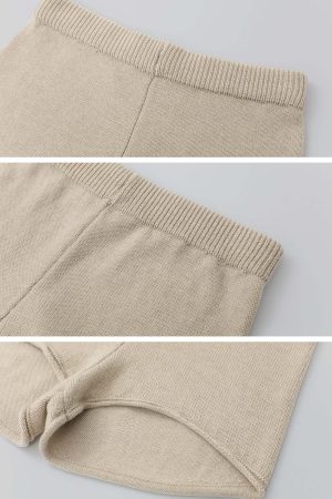 IAMXIAA Knit Top and Shorts Set with Button Detail