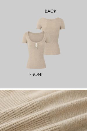 IAMXIAA Knit Top and Shorts Set with Button Detail