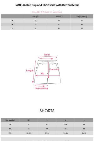 IAMXIAA Knit Top and Shorts Set with Button Detail