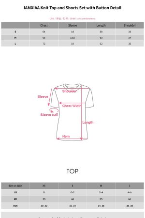 IAMXIAA Knit Top and Shorts Set with Button Detail