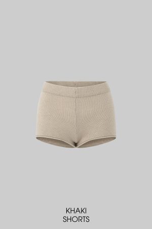 IAMXIAA Knit Top and Shorts Set with Button Detail