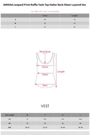 IAMXIAA Leopard Print Ruffle Tank Top Halter Neck Sheer Layered Vest