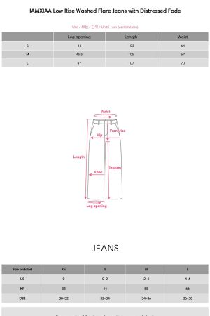 IAMXIAA Low Rise Washed Flare Jeans with Distressed Fade