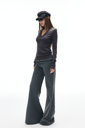 IAMXIAA Low Rise Wide Leg Trousers with Statement Belt