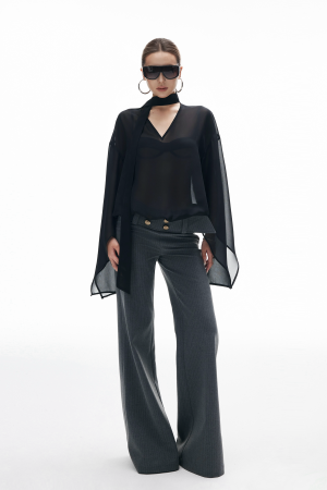 IAMXIAA Low Rise Wide Leg Trousers with Statement Belt