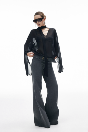 IAMXIAA Low Rise Wide Leg Trousers with Statement Belt