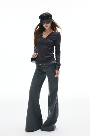 IAMXIAA Low Rise Wide Leg Trousers with Statement Belt