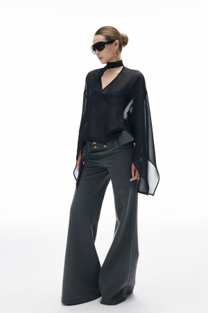 IAMXIAA Low Rise Wide Leg Trousers with Statement Belt
