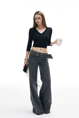 IAMXIAA Low Rise Wide Leg Trousers with Statement Belt
