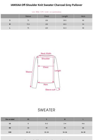 IAMXIAA Off-Shoulder Knit Sweater Charcoal Grey Pullover