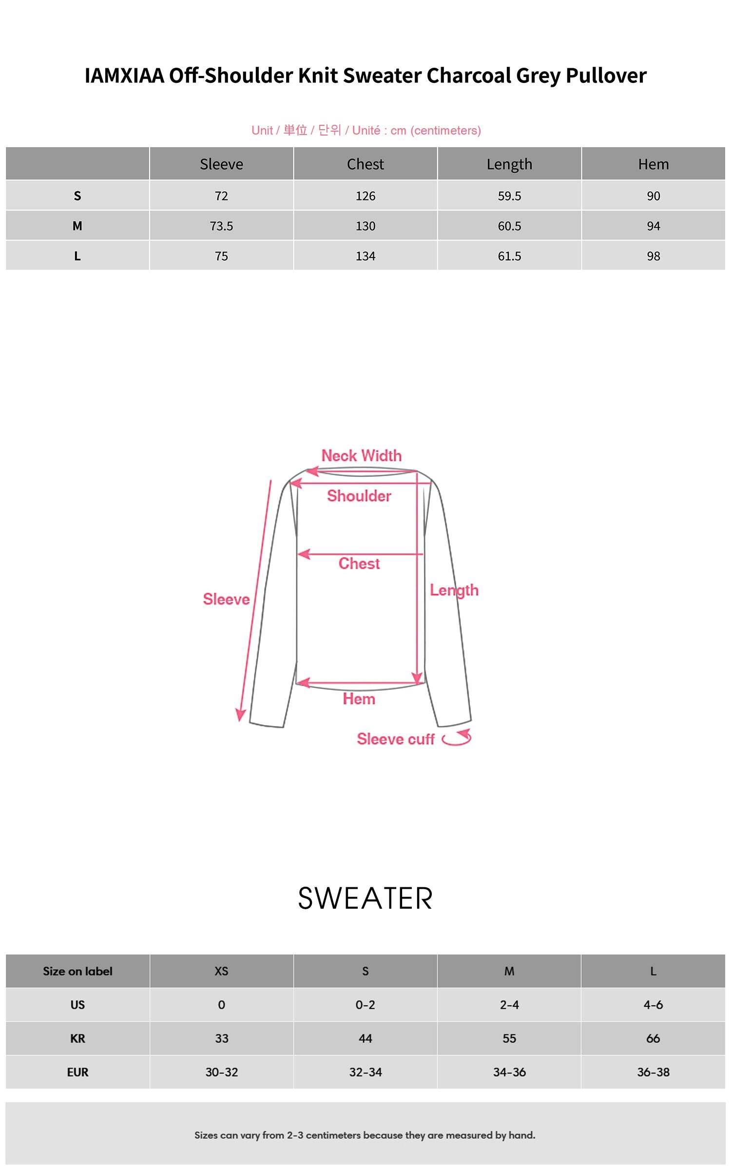 IAMXIAA Off-Shoulder Knit Sweater Charcoal Grey Pullover IAMXIAA Off-Shoulder Knit Sweater Charcoal Grey Pullover