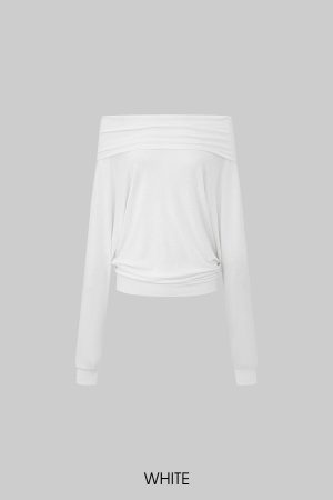 IAMXIAA Off Shoulder Knit Top Long Sleeve Pullover