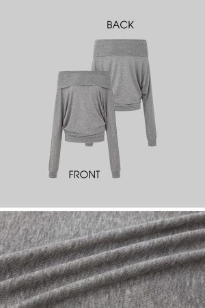 IAMXIAA Off Shoulder Knit Top Long Sleeve Pullover