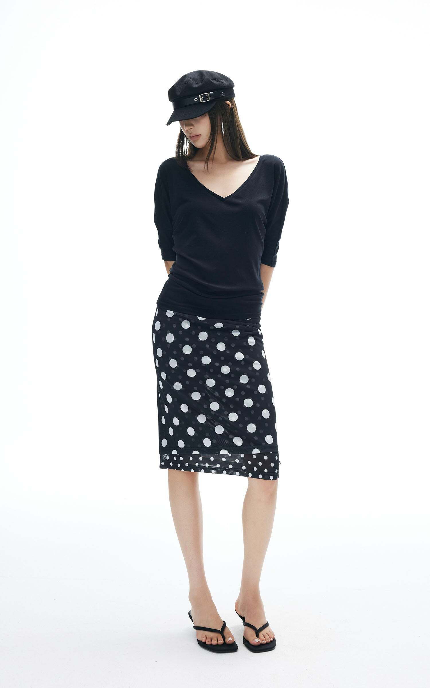 IAMXIAA Off-Shoulder Layered Effect Tee Short Sleeve Casual Loose Fit Top IAMXIAA Off-Shoulder Layered Effect Tee Short Sleeve Casual Loose Fit Top